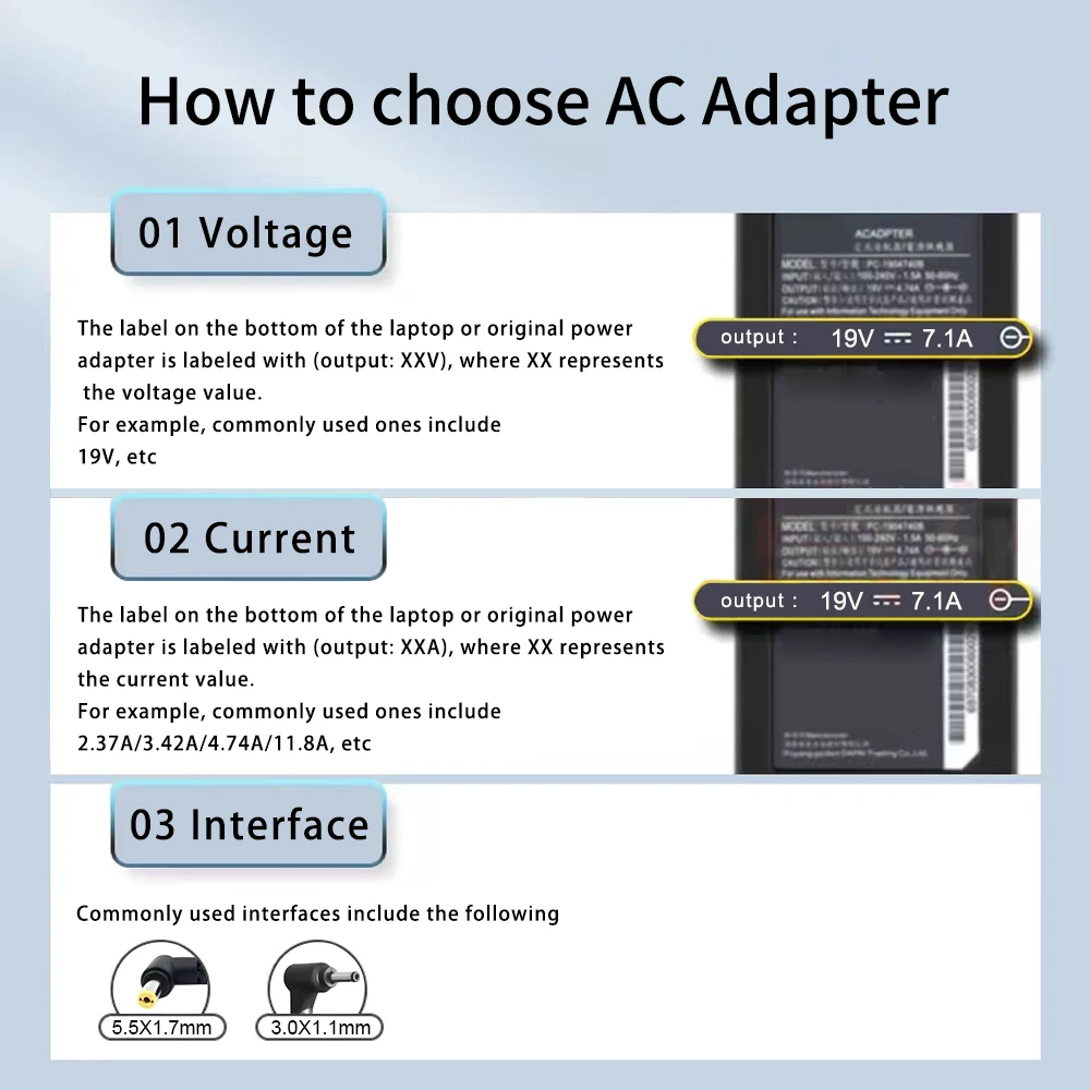 LZUMWS 19V 2.37A 45W 3.0*1.1mm AC Caricatore adattatore per laptop per Acer Aspire S7 S7-392/391 V3-371 A13-045N2A PA-1450-26 ES1-512-P84G