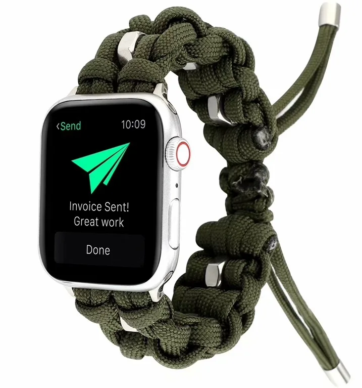 Paracord Watch Band Adjustable for Apple Watch 49mm 45mm 44mm 42mm 41mm 40mm 38mm iwatch ultra 2 Series 9 3 7 8 se Nylon Strap