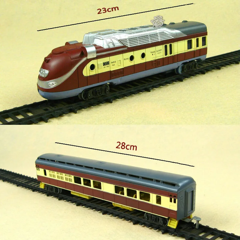 

Wine Red Classic Diesel Locomotive Train Model Simulation Electric Track Model Train Carriage Children Toy Boy Gift Display