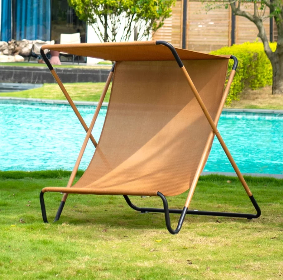

Light Luxury Folding Patio Chaise, Portable Outdoor Sun Lounge Chair with Canopy, for Garden, Poolside & Beach