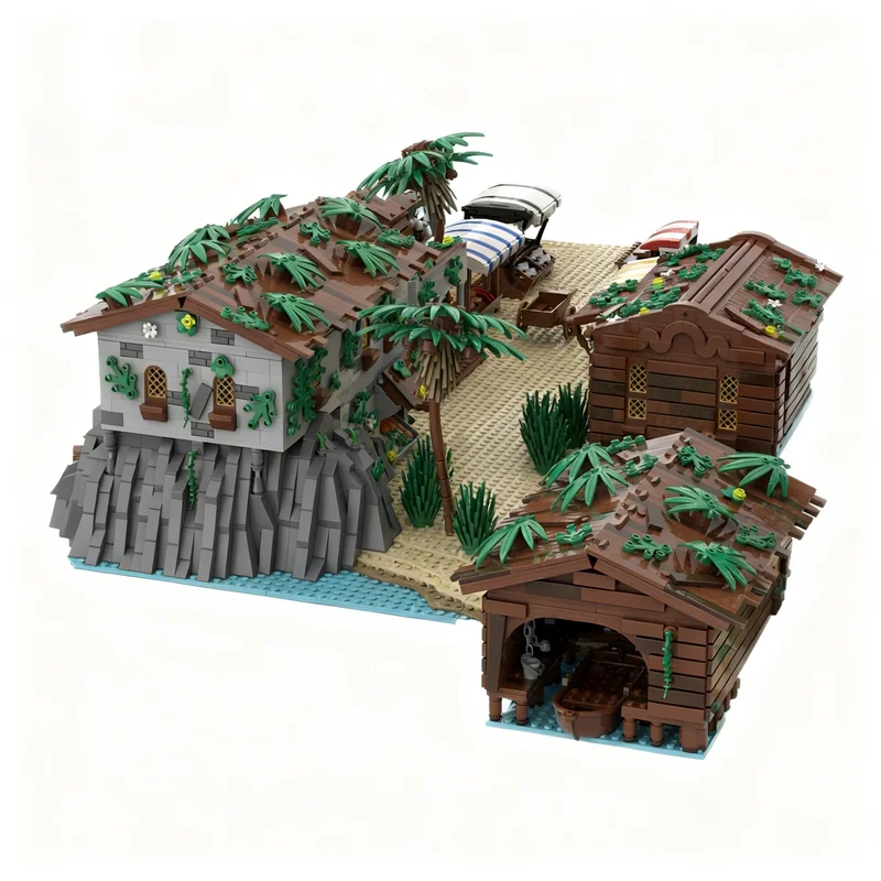 11021pcs MOC Pirate Island Bay Beach Pirates Model Building Blocks Creative DIY Gift Display Decor Assemble Premium Adult Kids