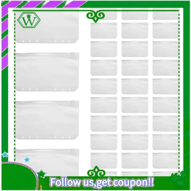 

ABIK-34 Карманы для переплета A6, размер 6 отверстий, папки на молнии, прозрачные водонепроницаемые сумки из ПВХ с вкладышами для 6 кольцевых переплетов