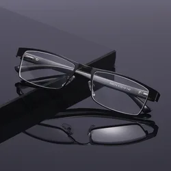 New Fashion Classic Business Reading Glasses for Men Metal Readers Eyewear Ultra Light Resin Lens Presbyopia Glasses +1.0~+4.0