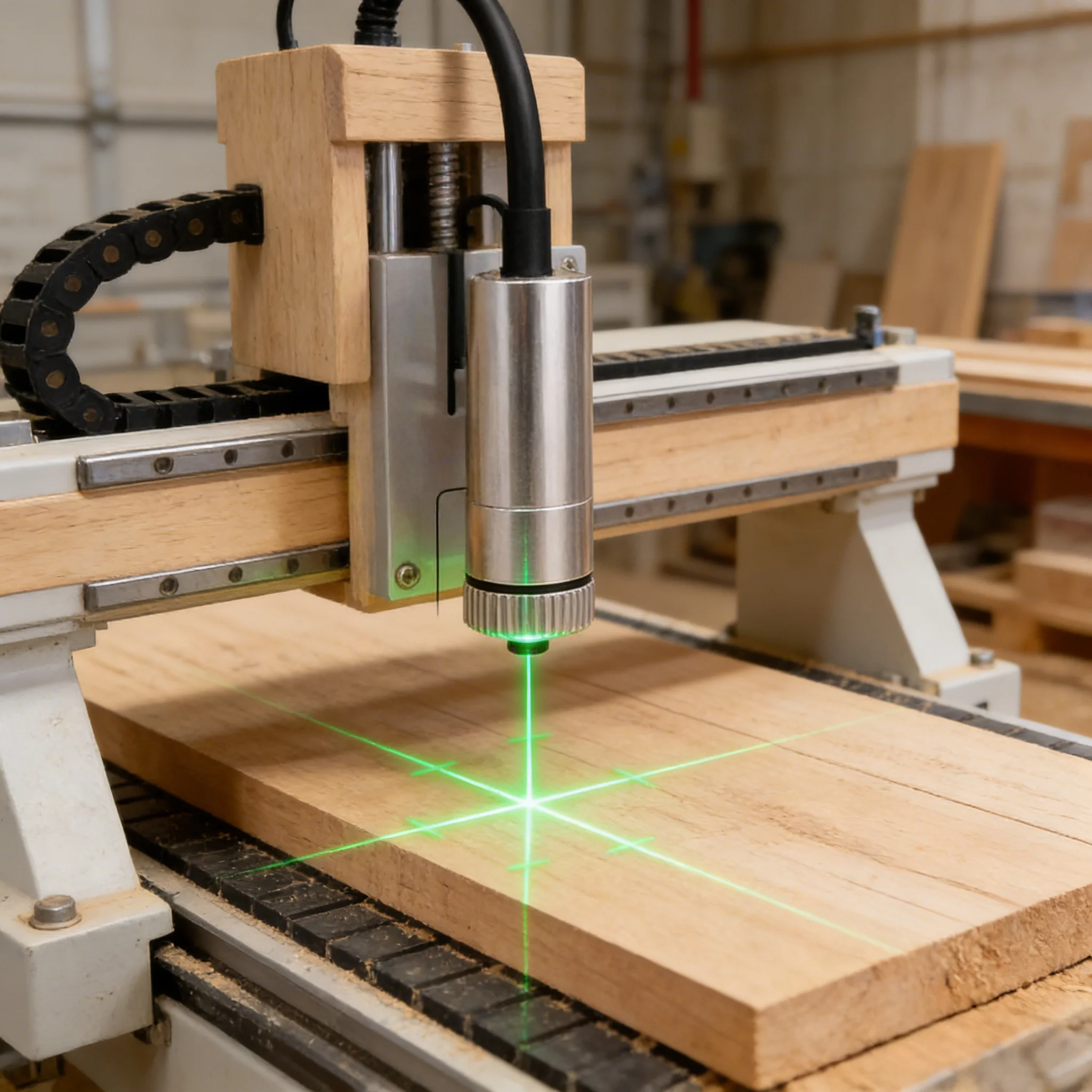 

520nm Green Laser Module Cross Line With Scale Industrial Equipment Positioning Alignment Marker For Woodworking Cutting Machine