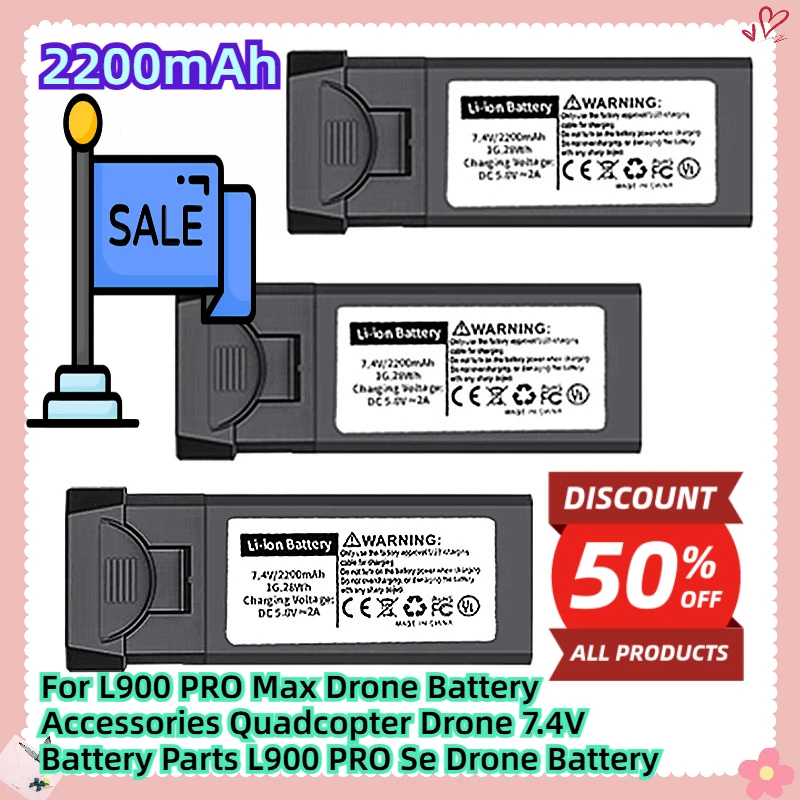 For L900 PRO Max Drone Battery Accessories Quadcopter Drone 7.4V 2200mah Battery Parts L900 PRO Se Drone Battery