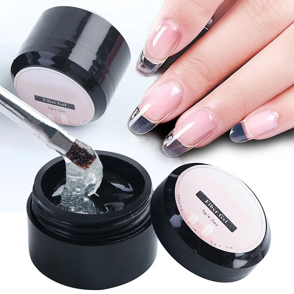 

2pcs Fiber Uv Polish Extension Building Repair Broken Nails Strengthen Long Tough Clear Protective Layer Art Salon Transparent