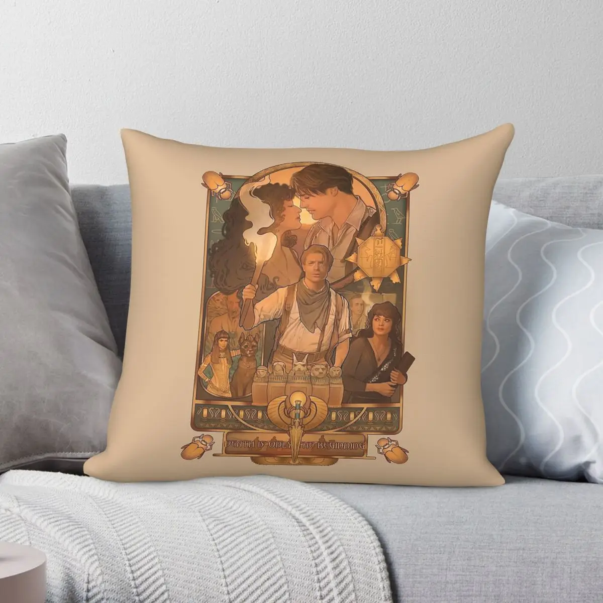 Mummy Death Is Only The Beginning Square Pillowcase Polyester Linen Velvet Printed Zip Decorative Pillow Case Home Cushion Cover