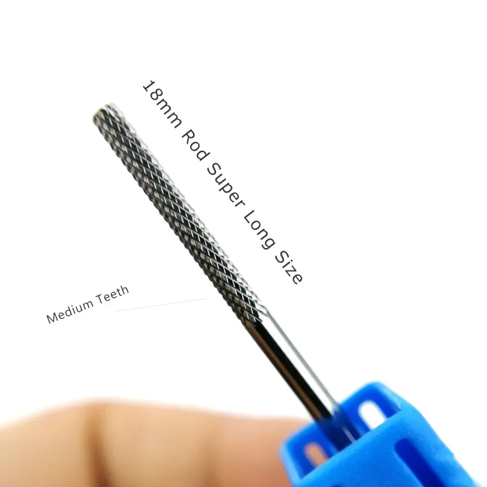 HYTOOS Pro Carbide Nail Boren 3/32 18mm Lange Staaf Cuticle Cleaning Bit Elektrische Nagelvijl voor manicure Nail Art Gereedschap