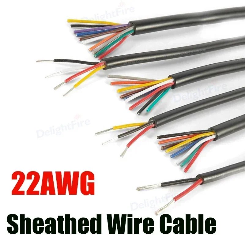 Fio revestido de alto-falante 22awg, 2 3 4 5 6 7 8 10 núcleos, extensão de led, cabo de cobre estanhado para conectores usb de áudio eletrônico diy