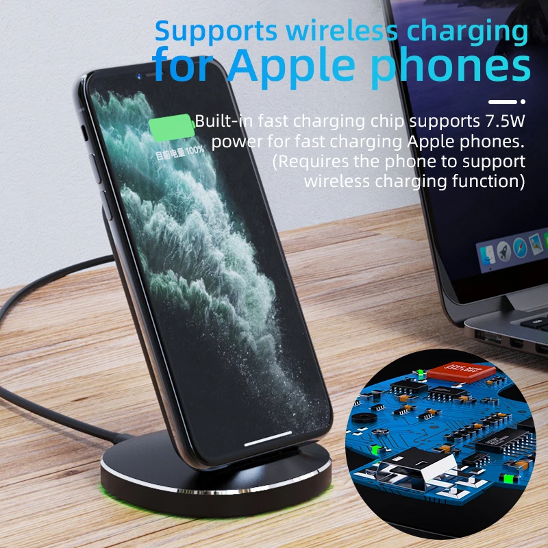 QI wireless charger mobile phone holder 10W fast charger base for iPhone Samsung OnePlus Xiaomi Huawei standing type