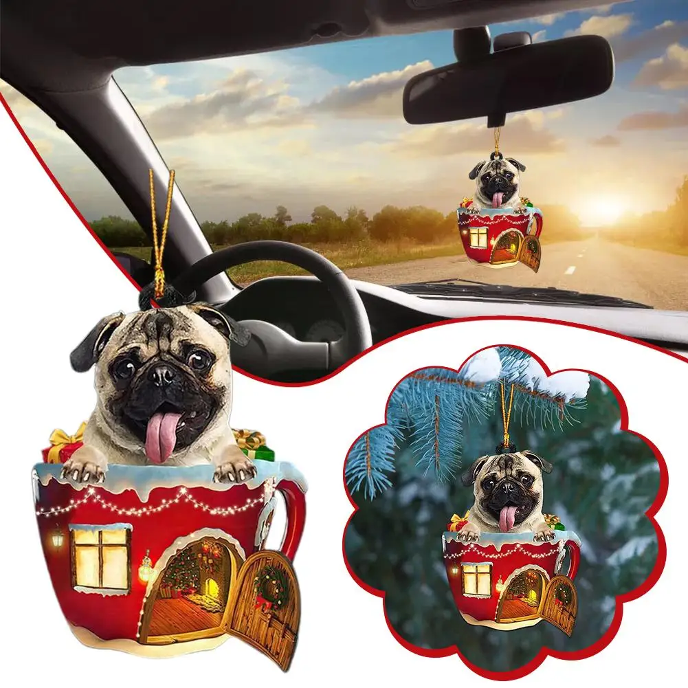 Christmas Tree Pendant Cute Puppy Resin Acrylic New ﻿ Dog Supplies Gift Xmas Decoration Party Ornament Toys Festive Room Ye L7B9