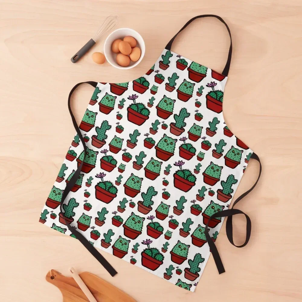 

Cactus Cat Apron Women's Dresses Kitchen Items for women halloween kindergarten teacher Apron