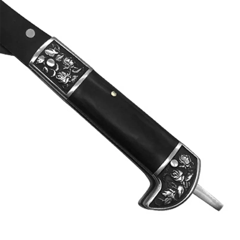 シラミ-ステンレス鋼の刃と鞘を備えた黒い折りたたみ鎌、農業の芝刈りに適しています