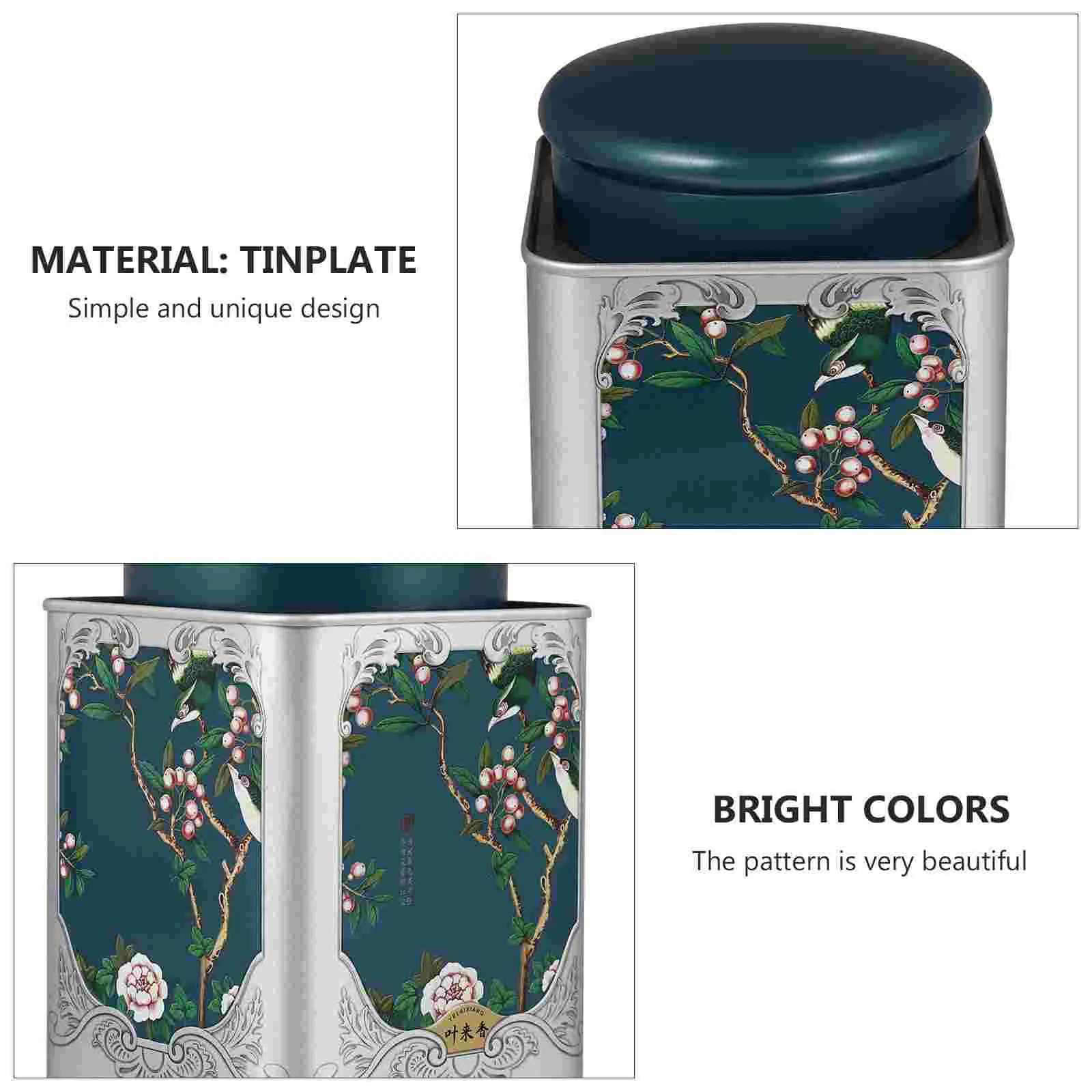 Square Tea Loose Storage Boxes Lockers Metal Container Tinplate for Cans Tins Candy Jar