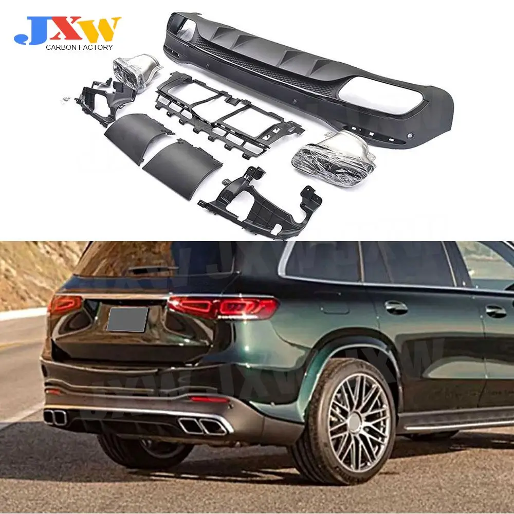 

PP Rear Bumper Lip Diffuser with Exhaust Tips Body Kits for Benz GLS X167 GLS63 AMG 2020+ Rear Bumper Diffuser Car Styling