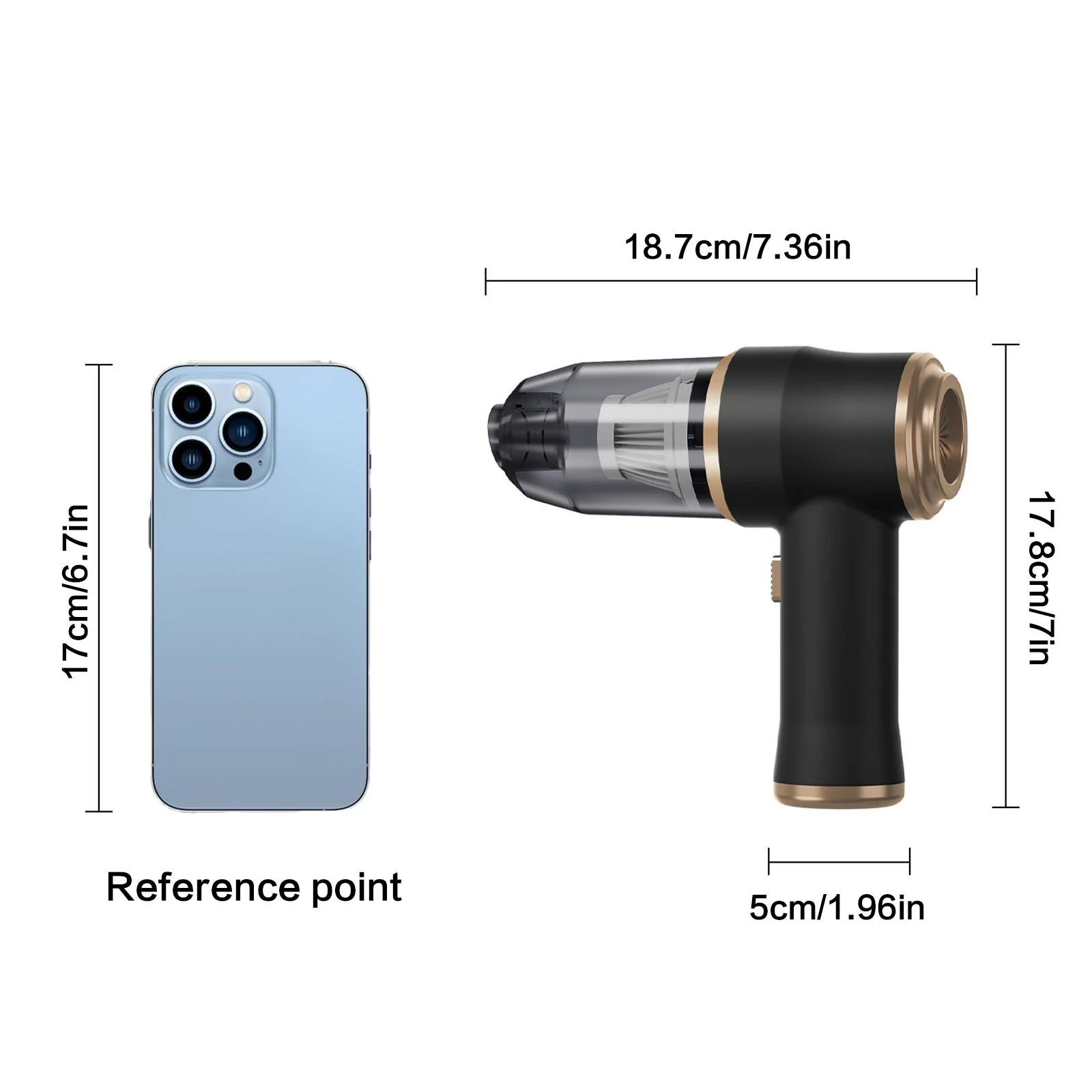 Portable Mini Car Vacuum Cleaner 5300Pa Cordless Handheld Vacuum with Air Duster and 2 Filters for Car Sofa Office Pet Home