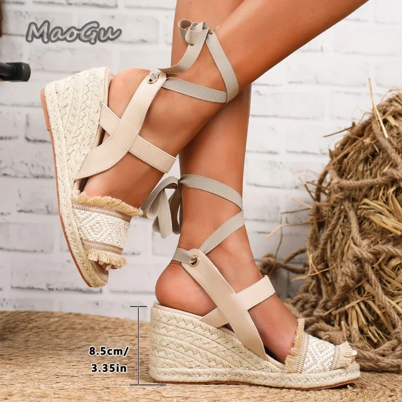 2026 New Lace-Up Fringe Espadr – обзор и цена Wedge Espadrille Women