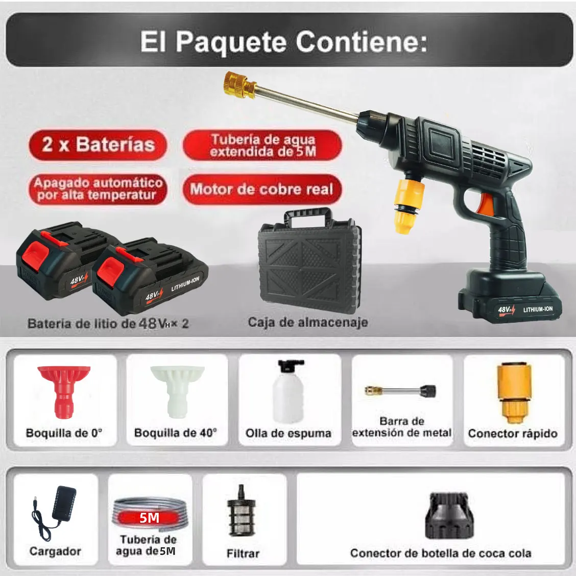 Professional 48v Machine Wireless Cleaner Repair Kit High Pressure Car Wash Machine Spray Gun