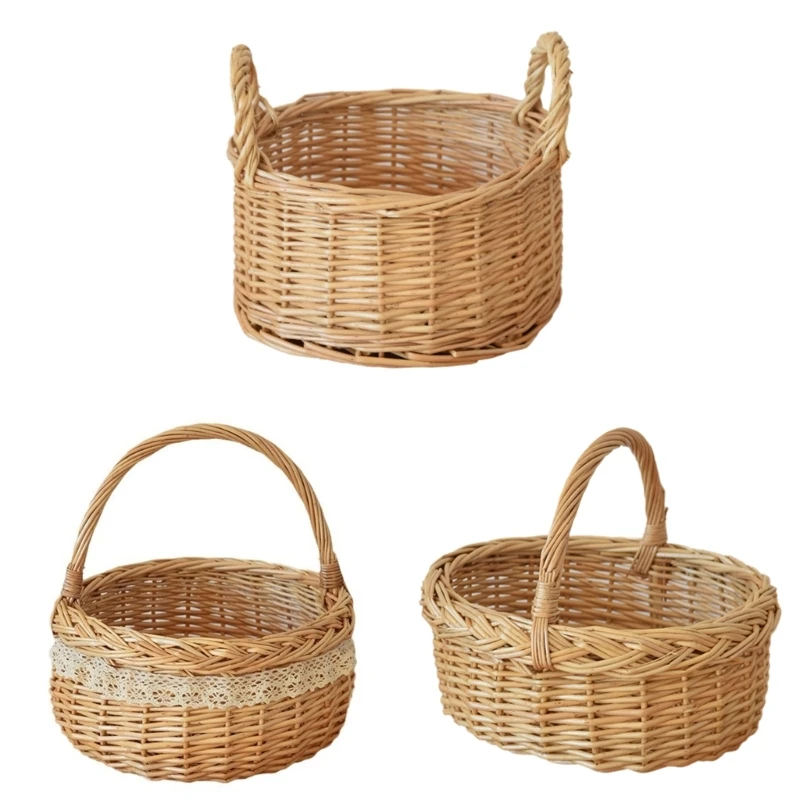 Garden Green Plant Baskets Weaving Flower Plant Wicker Flowerpot Basket