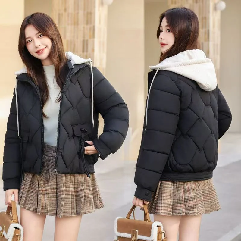 Dopamine Cotton-padded Jacket Women's Short Paragraph 2024 Winter Casual Loose Small Fresh Girls Joker Student Cotton-padded Top