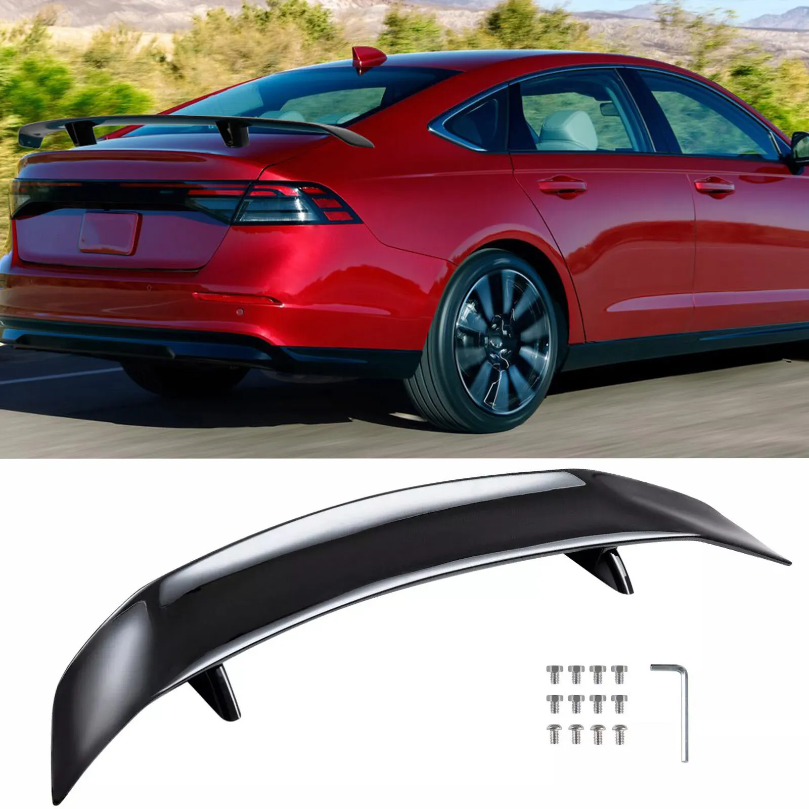 

47" Rear Trunk Spoiler Racing GT Wing Gloss Black For Honda Accord 2015-2023