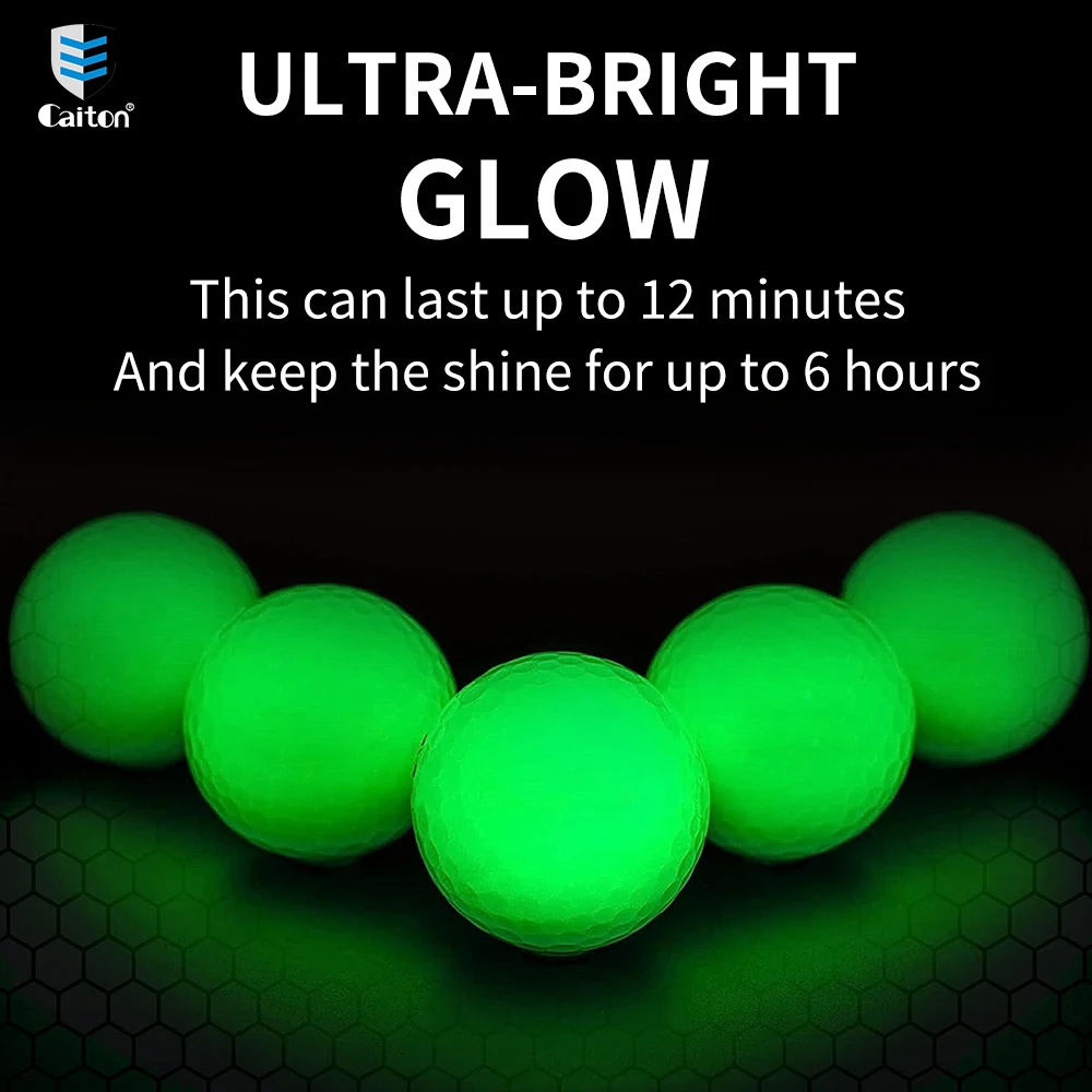 Caiton - 12Pcs Night Golf Balls,Ultra Bright Glow,The Dark Golf Ball Long Lasting Light Up  Ball Only Requires UV Light Source