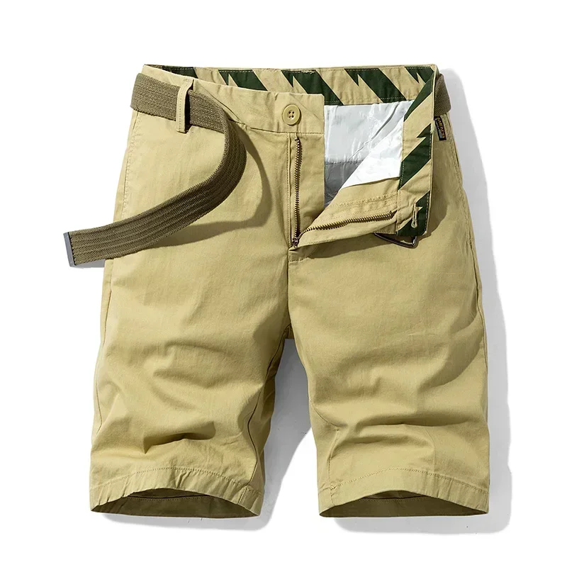 Summer Men's Cargo Shorts Straight Loose Casual Shorts Red Multi-pockets Cotton  Male Short Pants Comfort Bermuda Masculina