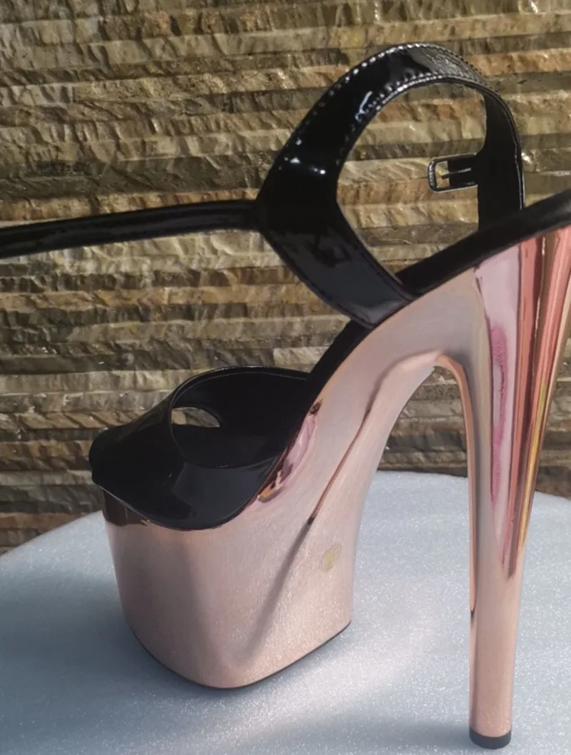 17 سنتيمتر/7 بوصة مثير متجرد الكروم منصة أنابيب الصلب الغريبة القطب الرقص الصنادل موضة كريستال بولي يوريثان أحذية نسائية الصيف #3