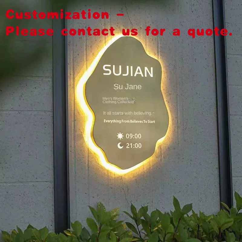 

custom.Modern Outdoor Door LED Light Box Hollow Three-Dimensional Commercial Advertising Signs Acrylic Outdoor Advertis