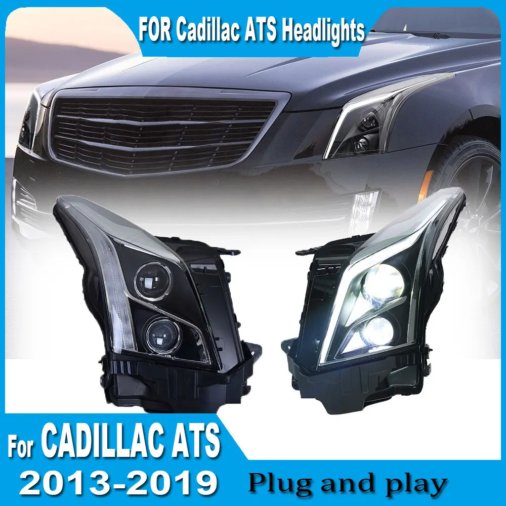 

Автомобильные фары для Cadillac ATS, светодиодные фары, линзы проектора 2013-2019, передняя фара DRL, аксессуары для динамических сигналов Plug and play