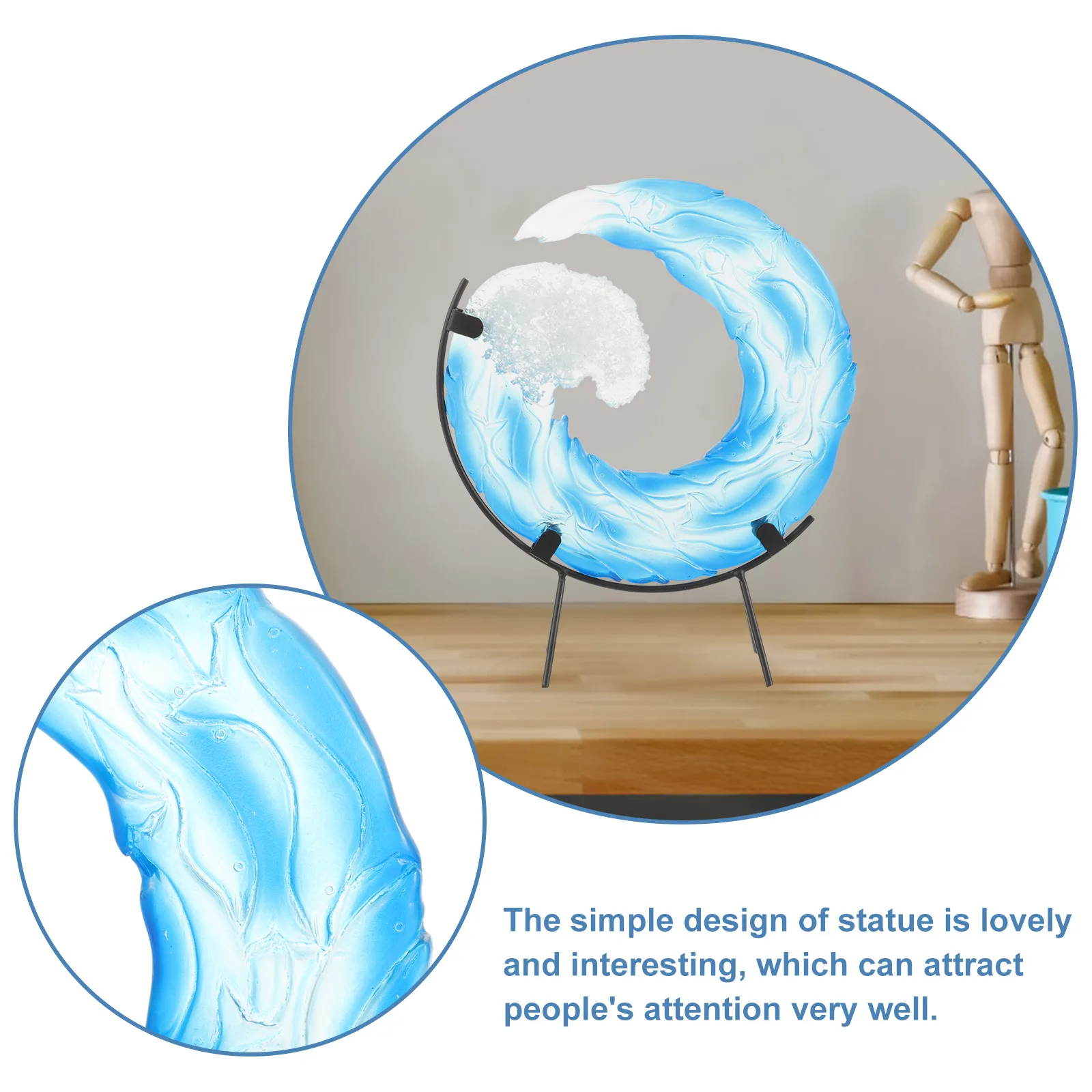 

Wave Ornaments Desk Decorations Nautical Figurines Ocean Statue Desktop Themed Resin Office Bedroom