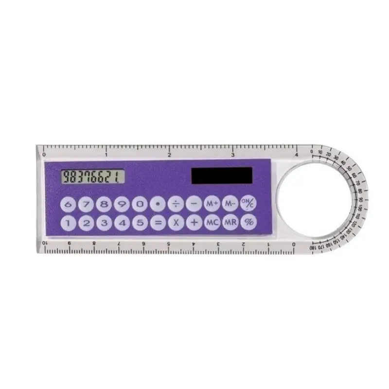 Ruler Calculator with Magnifier Transparent Pocket Mini Calculator Stationery Math Toys Pocket School Electronics Calculator