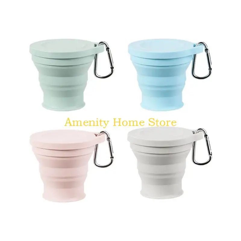 F26C Collapsible Travel Mug 180ml Pocket Silicone Cup for Hot and Cold Drink Perfect for Camping Hiking Portable Collapsible
