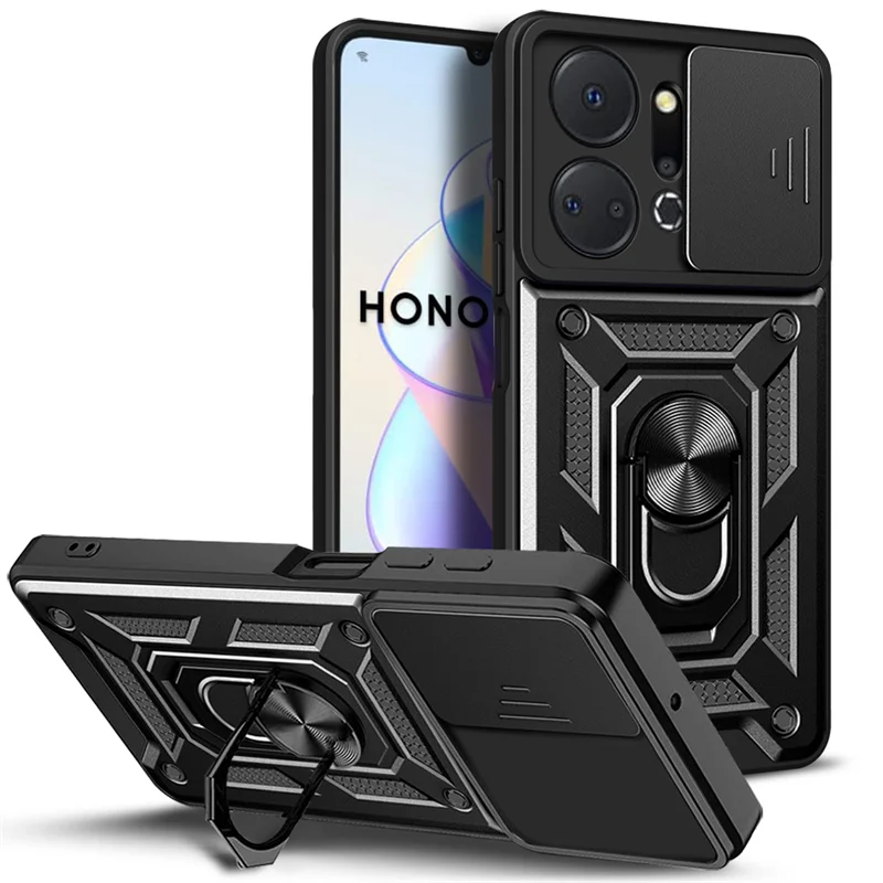 Armor Coque For Honor X7A Case Slide Lens Camera Protect Fundas For Honar Honer X7a X 7a honorx7a 5G Magnetic Holder Ring Cover