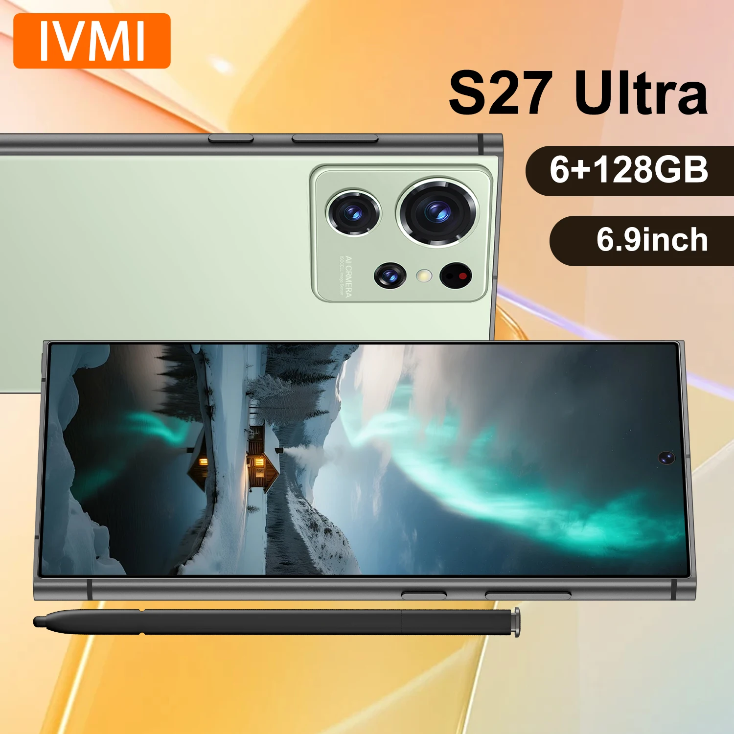IVMI New S27 Ultra Smartphone Unlocked 6GB+128GB 5000Mah 6.9''Android12 Face ID 4G Network Google Play Store Cheap  Mobile Phone
