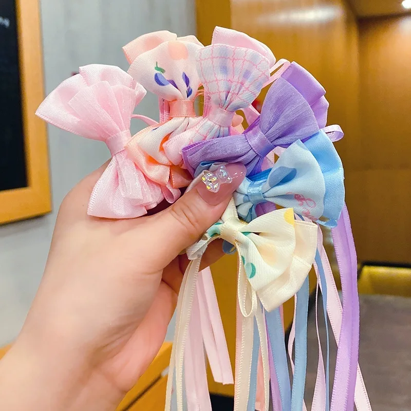 New Korean Princess Bow Streamer Hairpins Cute Children Sweet Girls Hair Clips Women Barrettes Hairgrips Hair Accessories