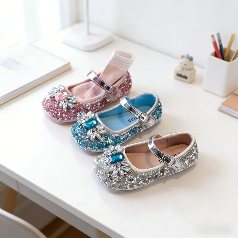 Children Fashion Party Shoes 2026 Spring Girls School Leather Shoes Princess Uniform Kids Causal Ballet Mary Jane Flats with Bow