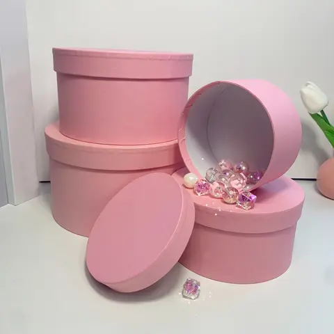 Round Gift Boxes with Lids Set of 4 Pink Gift Box  Nesting Gift Boxes for Presents Birthday Wedding Valentines Gift Boxes