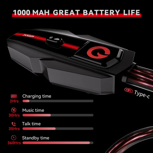 Imagen 2 del producto XGP-intercomunicador para motocicleta, cascos con Bluetooth, Control por voz, DSP/CVC/micrófono, reducción de ruido, 1000mAh, accesorios para motocicleta