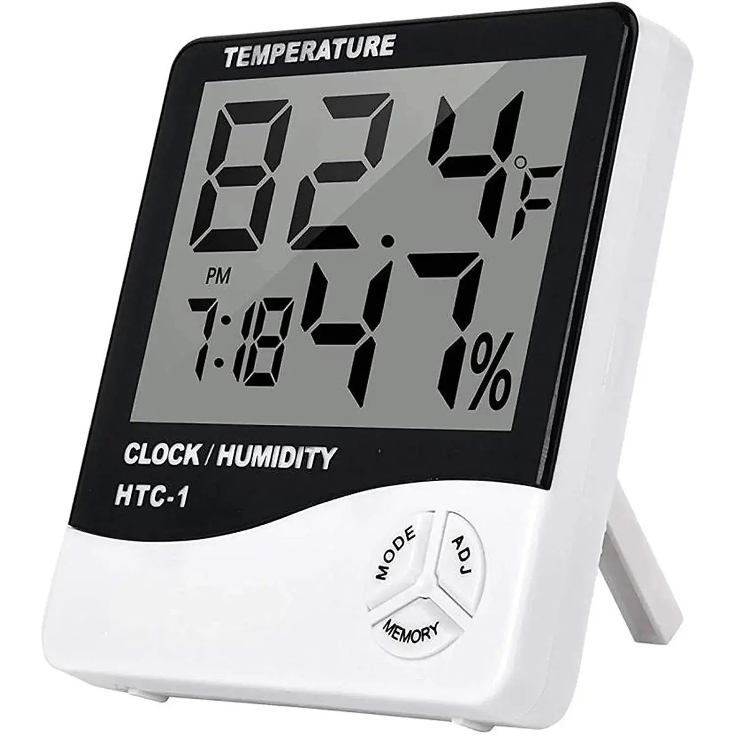 HTC-1 LCD Electronic Digital Temperature Humidity Meter Thermometer Hygrometer Indoor Outdoor Weather Station Clock