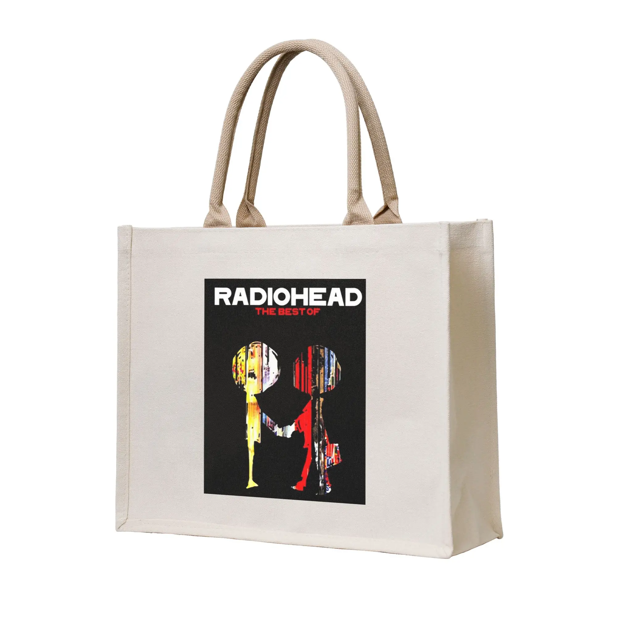 

Музыкальные сумки для покупок Radiohead Band, холщовая складная сумка-тоут для женщин, дорожная сумка через плечо