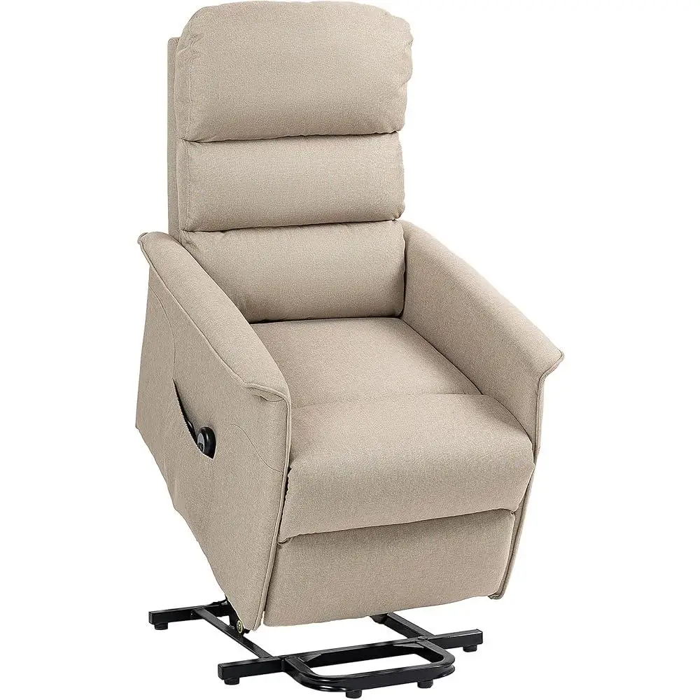 Power Lift Recliner Chair Elderly Remote Control Easy Assembly Comfortable Fabric Reclining Sofa with Side Pockets and Footrest