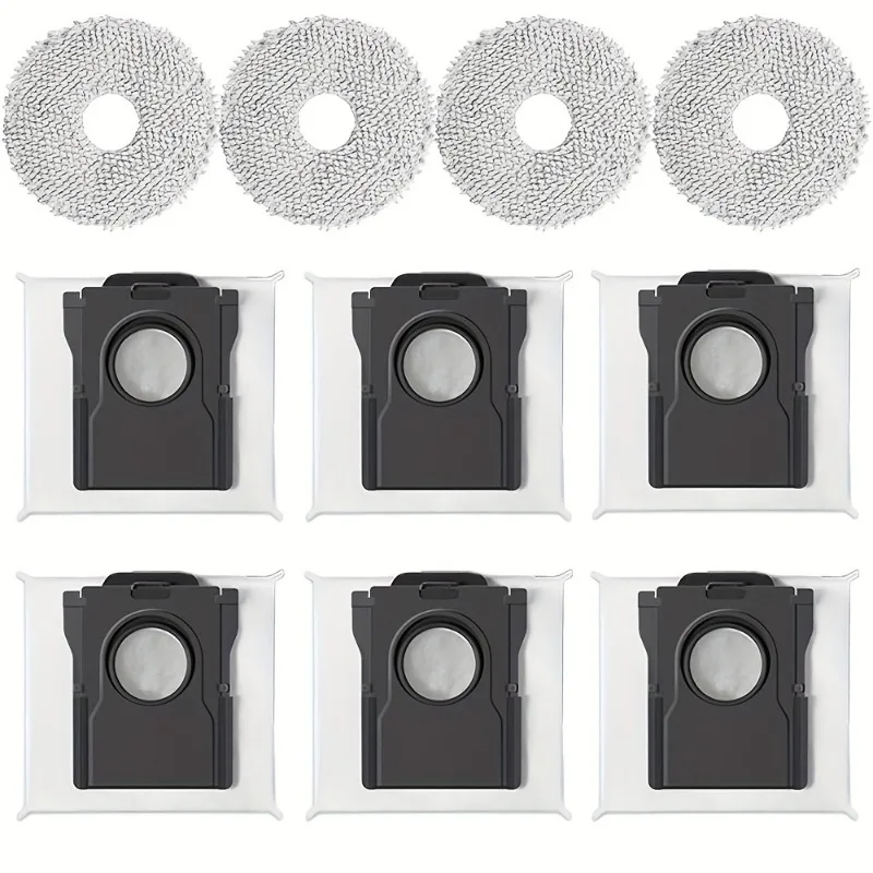 6 Dust Bags and 4 Mop Pads—Replacement Parts For Dreame X40 Ultra, X30 Ultra, L40 Ultra, L10s Pro Ultra,L10s Ultra Robot Vacuums