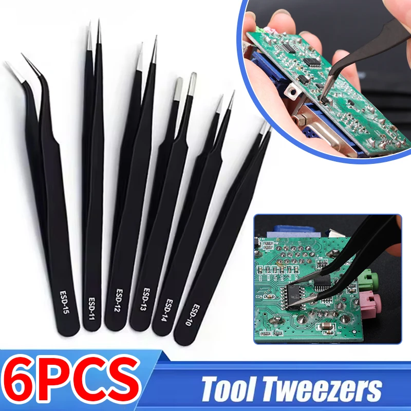 

Anti-Static Precision Tweezers Stainless Steel Industrial ESD Tool For Automotive Connector Pin Extractor Car Electronics Repair