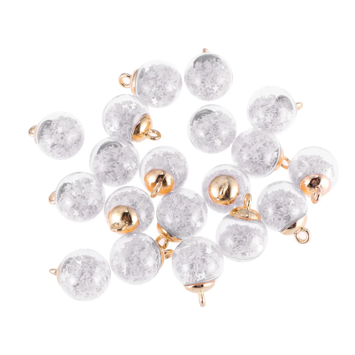 Mini Clear Glass Globe Bottles with Star Sequins, DIY Jewelry Making Charms for Necklaces & Earrings – 20 pcs