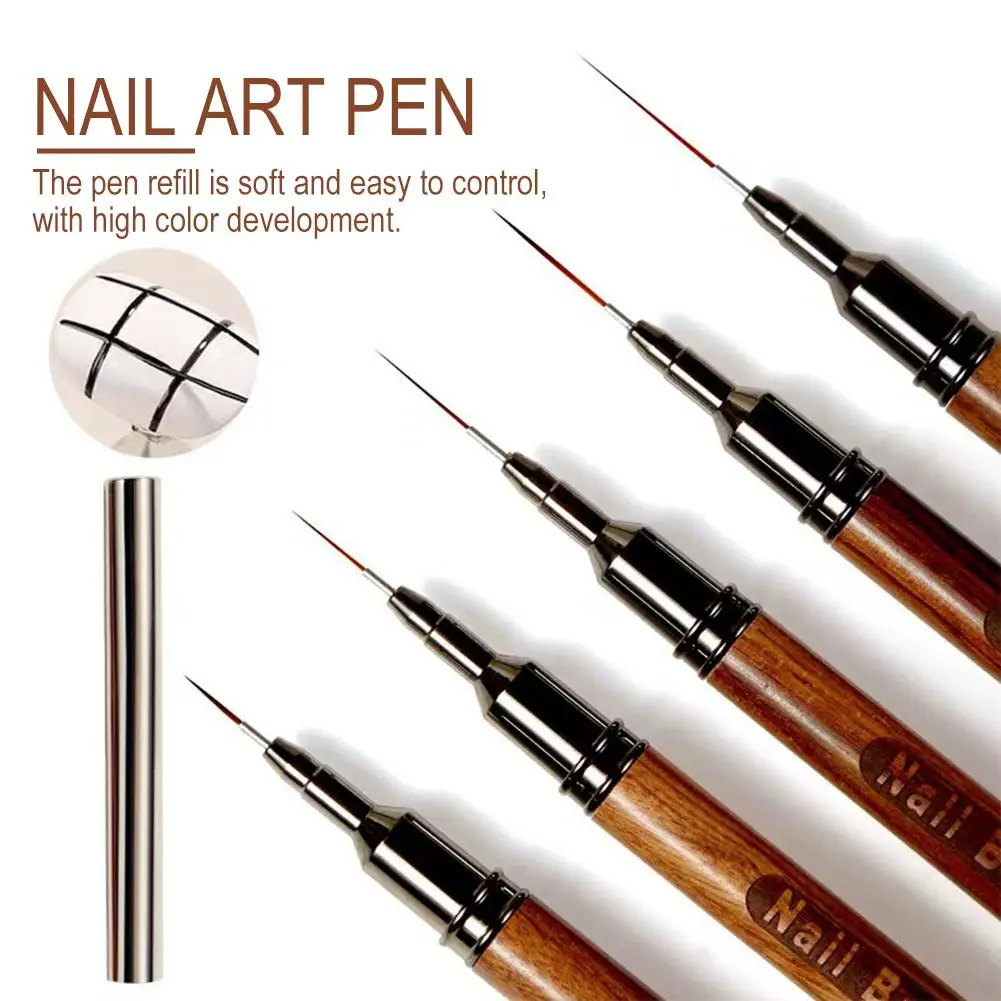Nagelborstel Houten handvat Gel Nail Art Liner DIY Schilderborstel Tekenlijnen Streep Bloem Schilderpen UV Gel Manicure Salon Tool