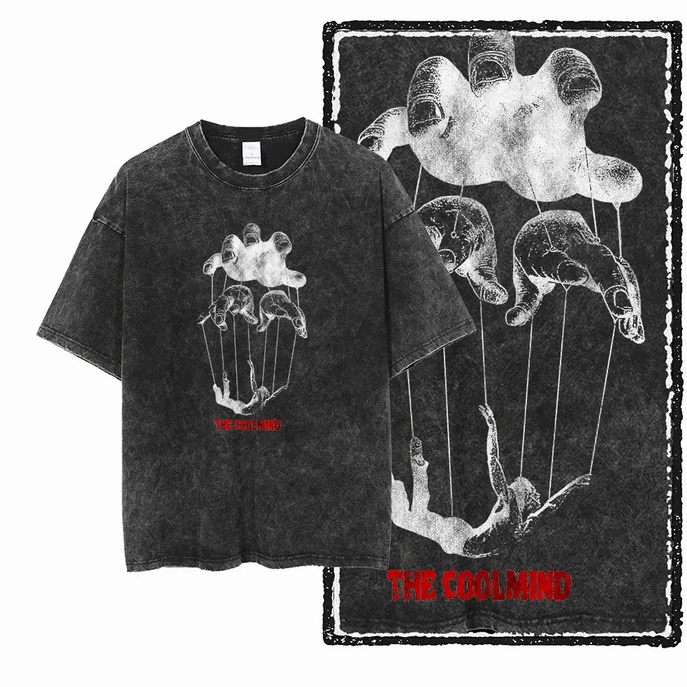 G12 Acid Washed Black Cool 100% Cotton Streetwear Printed Men's T-shirt |  Streetwear Big Size Vintage O-neck men's Tee Tshirt