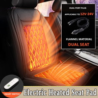 12V/24V Universal Car Electric Heated Seat Pad Flannel Cover 1/2 Seat 30s Fast Heating Cushion with 3-Level Intelligent Switch