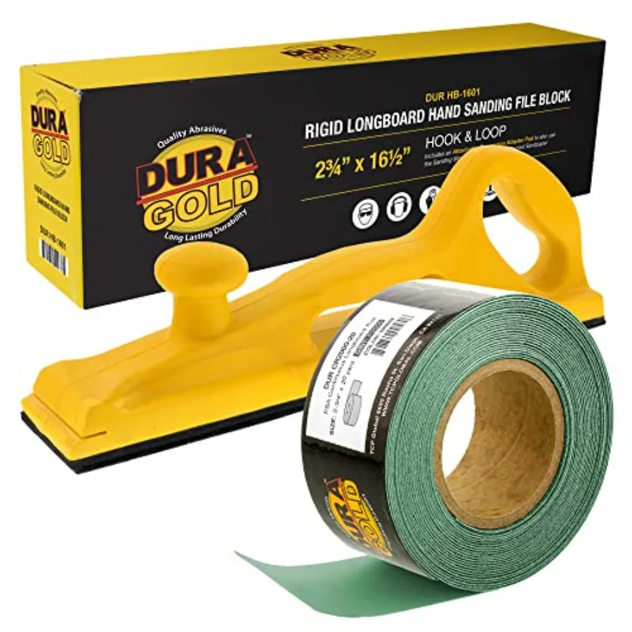 

Pro Series Rigid Longboard Hand Sanding File Block with Both Hook and Loop Backing and PSA Adapter Pad and 2000 Grit Green Sand