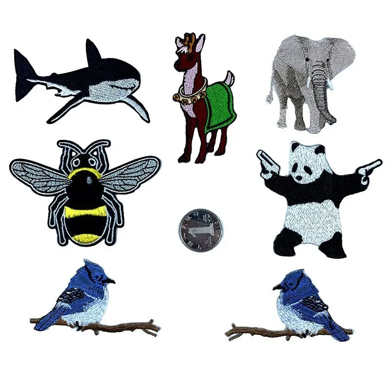 High-end Burnt Edge Shark Elephant Panda Bird Cloth Sticker, Through Children's Clothing Accessories Adhesive DIY